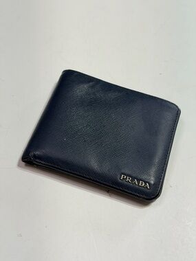 Prada Navy Saffiano Leather Bi-Fold Wallet